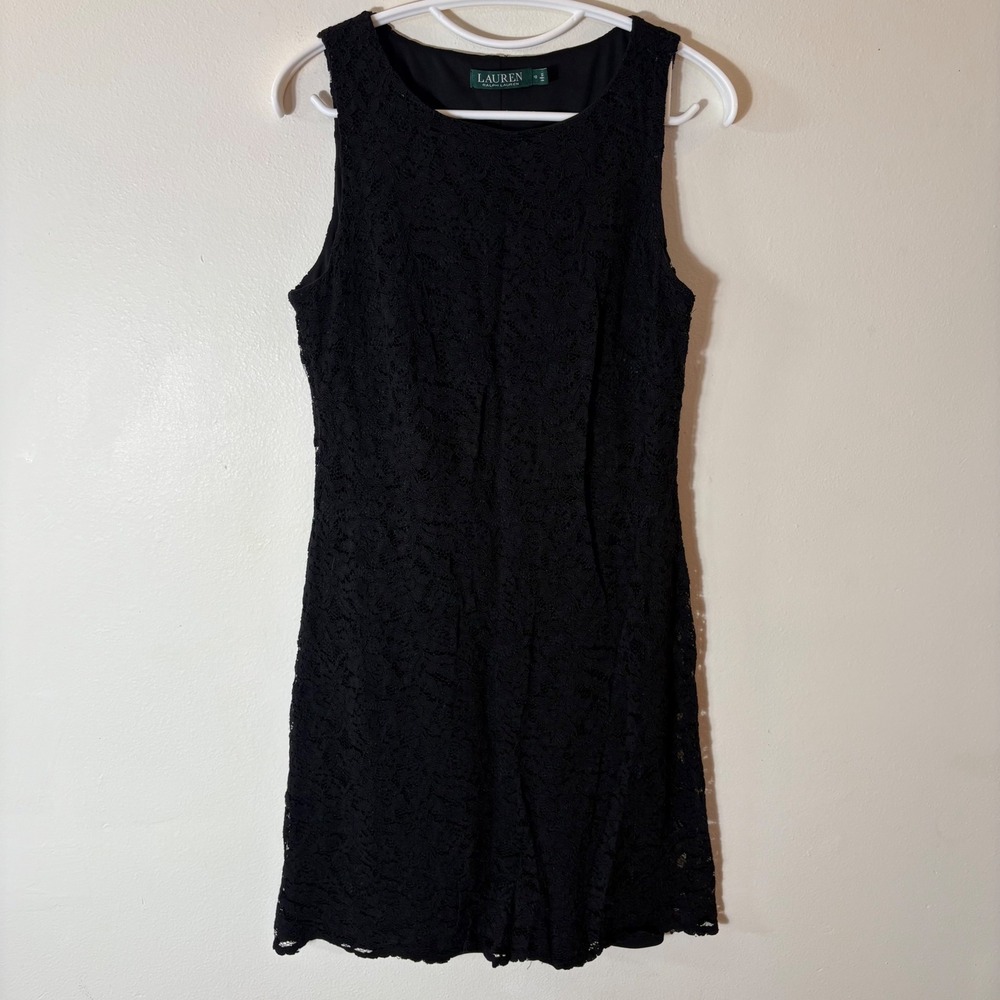Lauren‎ Ralph Lauren Black Lace Sheath Dress Size 10